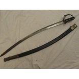 An Indian sword with steel blade and scabbard
