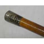 An unusual nickel topped cane/swagger stick with Submarine Miners badge