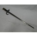 A 19th Century French Gras bayonet with triangular blade dated 1878