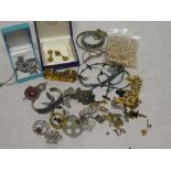 A selection of various costume jewellery including a good quality gold plated bracelet with enamel
