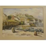 Molly Huxley - watercolour A view of Coverack, Cornwall, signed,