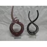 Two 1970's glass spiral twist forms,