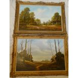 L**E**Forse - oils on canvases "Woodland and Meadow" and "Wending Home", signed, labelled to verso,