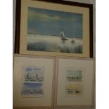 Tom Eccles - watercolours Two pairs of studies of sailing yachts and boats "Sailing Boats on the