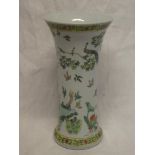 A 20th Century Cantonese pottery tapered vase with painted bird and floral decoration,
