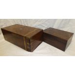 A Victorian brass mounted walnut rectangular writing slope with fitted interior and one other