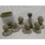 A selection of composition part glazed female bust figures together with similar weathered