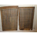 A pair of old teak nautical hatch covers/gratings from an old sailing ship,