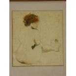 Kathy McNally - watercolour Seated female nude, signed with initials and dated '86,