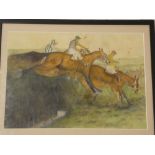 E**Blyth - watercolour Horse racing scene, signed,