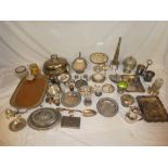 A selection of various electroplated items including oval entree dish, various serving dishes,