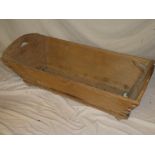 An old pine two handled rectangular wash tub,