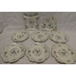 A Victorian china dessert set comprising a shaped-rectangular serving plate with floral and