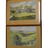 Bryant Cortis - watercolours "A Roseland Homestead, Cornwall/Landscape - The Roseland", signed,