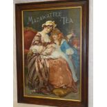 An old coloured advertising print for "Mazawattee Tea" depicting mother and children,