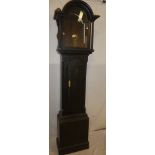 A 19th Century stained pine longcase clock case to fit a 12" arched dial