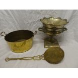 A Victorian brass circular two handled preserve pan,