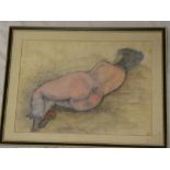 Enid Blyth - watercolour/pastel A study of a reclining female nude, signed to verso,