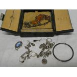 A selection of various silver jewellery, other dress jewellery including necklace, watch chain,