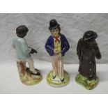 Three various 19th Century Staffordshire pottery character figures including double sided