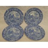 Four 19th Century Swansea pottery circular plates by Baker,