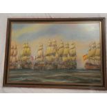 An original oil painting by Geoff Shaw "The Battle of Trafalgar", signed,