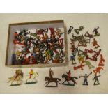 A selection of over 90 vintage British-made plastic soldier figures including British and American