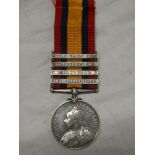 A Queen's South Africa medal with four bars (OFS/Trans/SA901/SA1902) awarded to No. 4242 Pte.G.