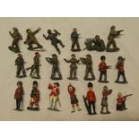 A selection of various Britains and other painted metal soldier figures