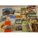 A small selection of books relating to buses and trams together with some modern postcards