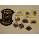 A selection of Cornwall Bowling Association badges and insignia