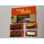 Tri-ang OO gauge - R59 2-6-2 tank locomotive in original box and four boxed goods wagons