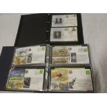 An album containing a collection of "The Great Adventure of Flight" first day covers 1995-1998 and