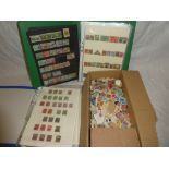 Various folders of British Commonwealth and World stamps and a box of stamps off paper