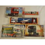 Three Italeri 1:24 scale lorry kits including Renault AE500 and two other various boxed diecast