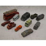 A small selection of various diecast vehicles including Dinky fire engine,