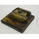 A First War brass and copper trench art model of a First War tank,