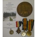 A 1914/15 Star trio of medals awarded to No. J. 3629 WR Haskins AV R.N.