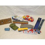 A selection of mixed toys including Dinky Alvis tank,