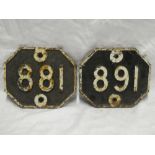 Two iron octagonal signs from the Great Western Railway "881/891",