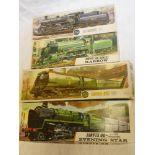 Four Airfix unmade railway kits including Biggin Hill, Evening Star, BR Mogul,