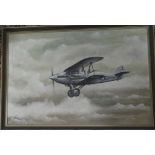 An original oil painting by Geoff Shaw "Hawker Demon two seater fighter of No.
