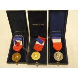 Three various cased Republic of France medals