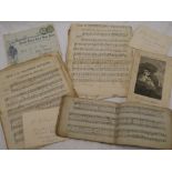 A small selection of various old sheet music including Hudson's Song in the Volunteer Returned,