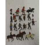 A selection of various painted lead soldier figures, figures on horseback,