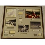 A framed display of football memorabilia "The Twin Towers Wembley Memories" with inset copy