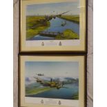 A pair of coloured aircraft prints "Bergen Incident/Kembs Incident" after Keith Aspinal",