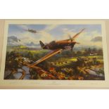 A coloured limited edition aircraft print "Tiger Fire" after Nicolas Trudgian,