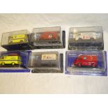 Six mint and boxed French model diecast advertising vans including Citroen