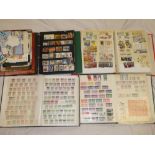 Four stock books and albums containing a selection of GB stamps,